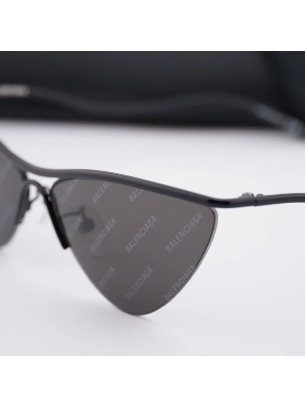 Balenciaga BB0093S 001 Geometric Sunglasses - Black / Grey with Logo